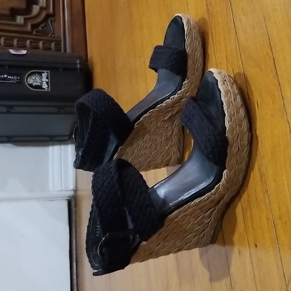 STUART WEITZMAN black crocheted espadrilles wedge modern alex - Picture 5 of 11